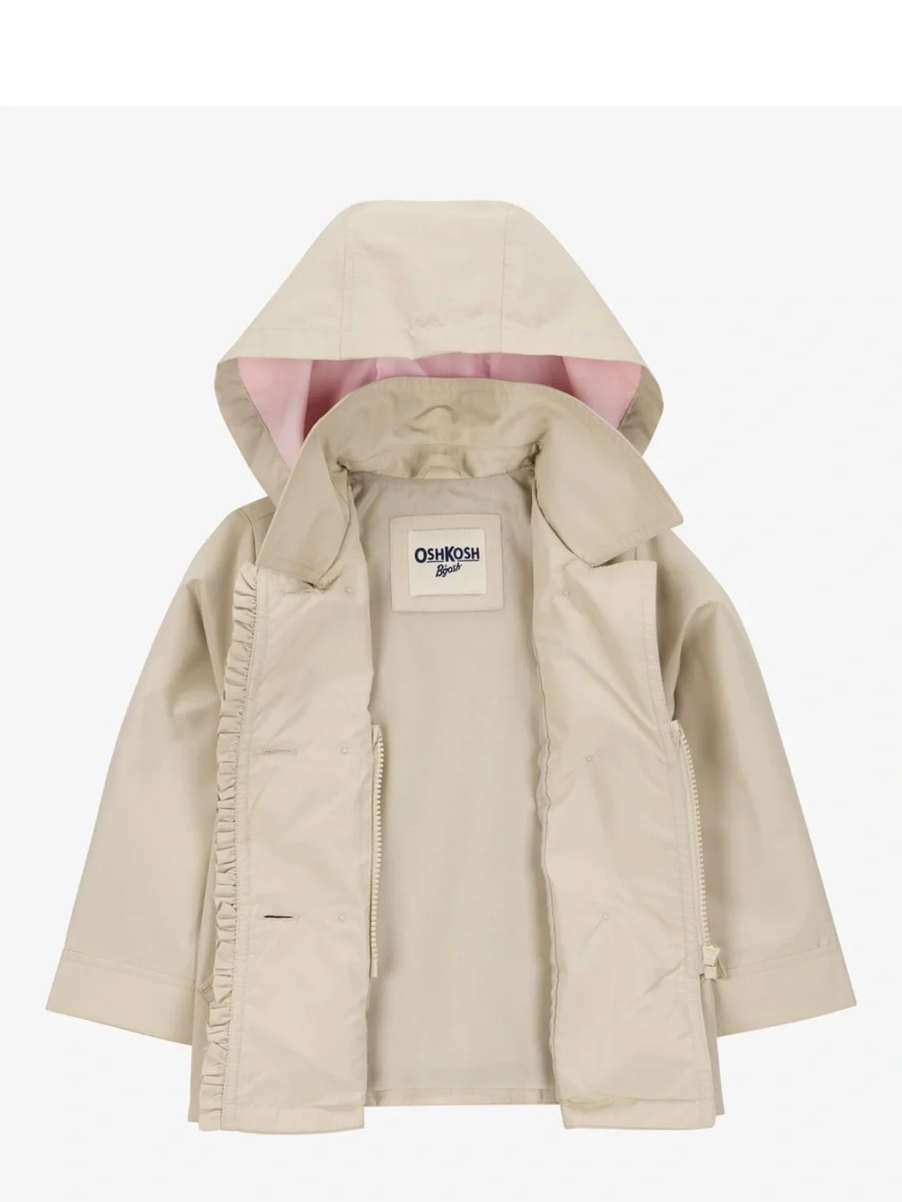 OshKosh B'gosh Cream Hooded Raincoat with Pink Lining